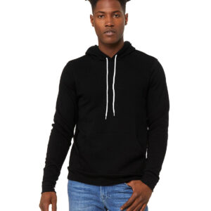 Black Unisex Sponge Fleece Pullover Hooded Sweatshirt (Blank)